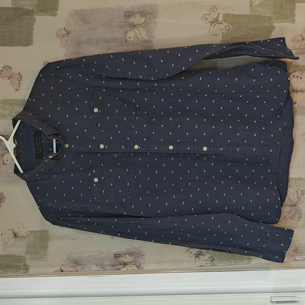 All Saints Blue Long Sleeve Shirt